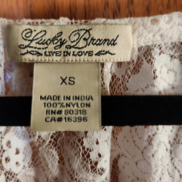 Women's Lucky Brand Lace Overlay Blouse Cream  XS. - Picture 6 of 12